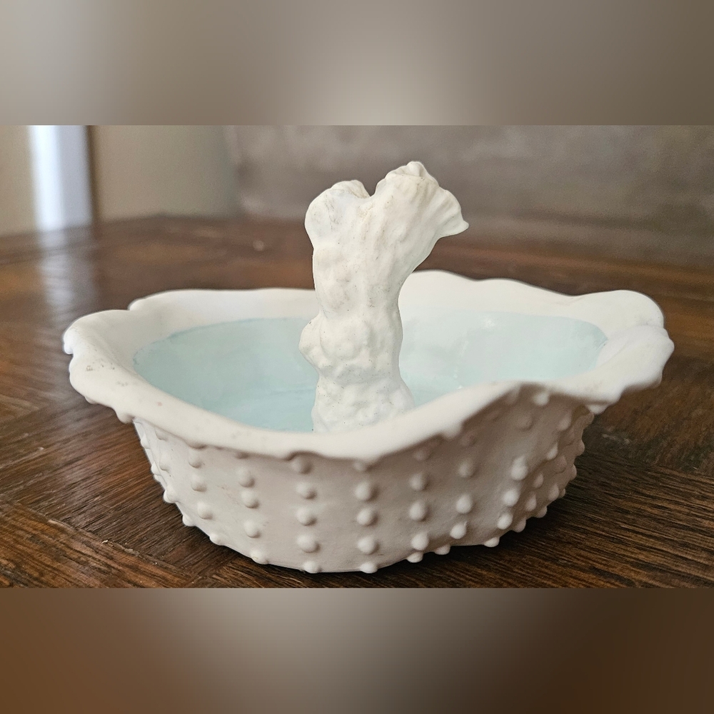 White Ceramic Decorative Jewelry Holder 4" Diameter